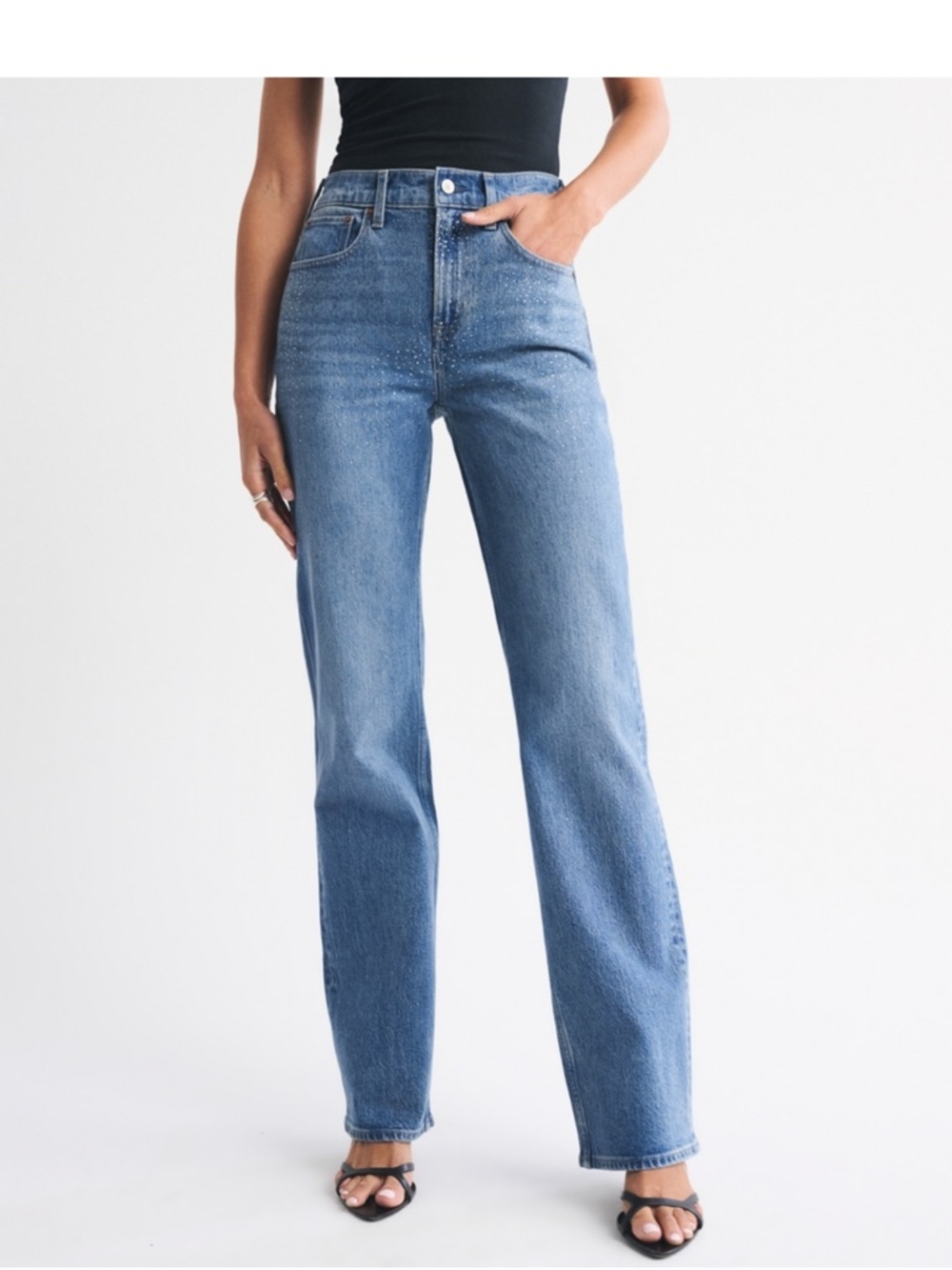Abercrombie & Fitch Women's Straight Leg Jeans in Light/Medium Blue